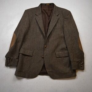 Vtg Farah 38S Tan Brown Herringbone Wool Tweed Mens Blazer Jacket Sport Coat